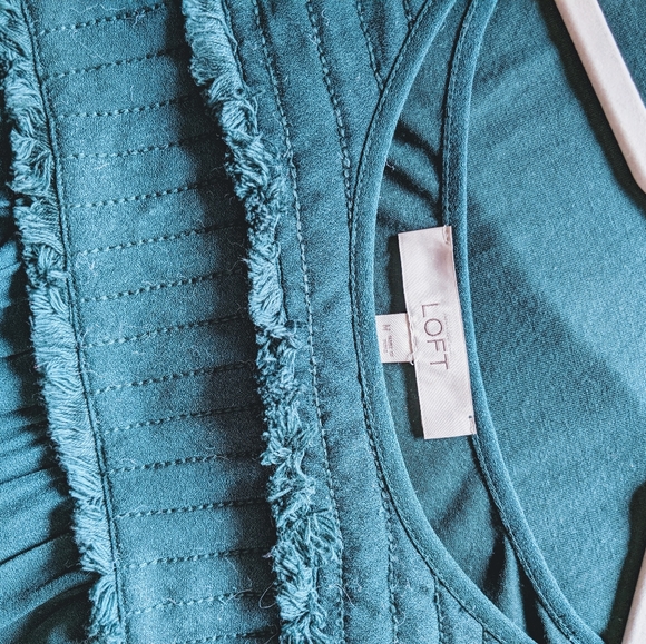 Loft dark green quilted fringed tank - Picture 5 of 6